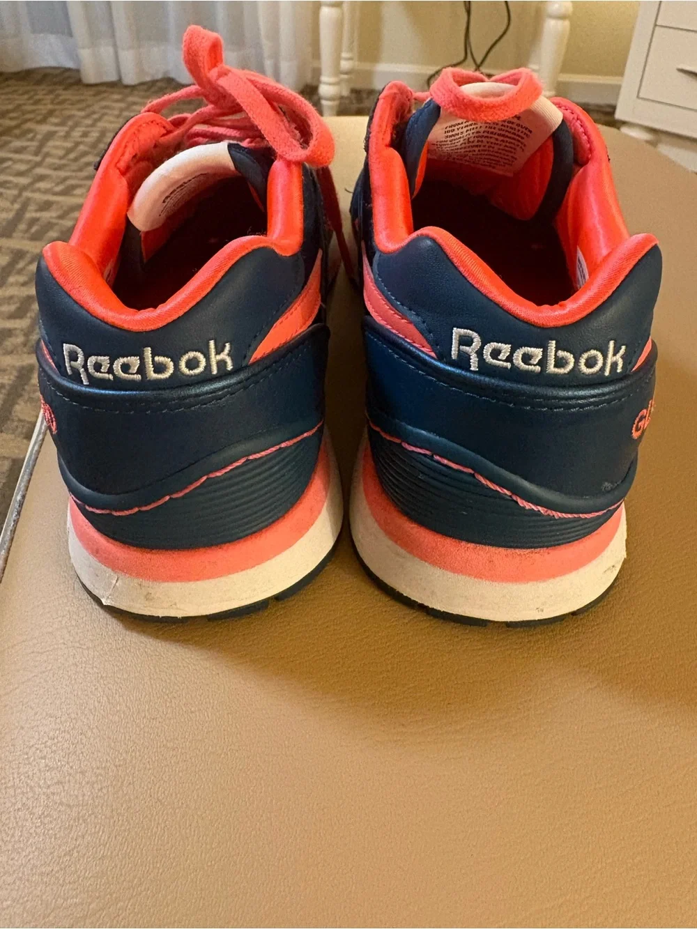 Reebok GL 6000 Women’s Low Top Lace Up Athletic Sneakers Navy/Orange Sz 7.5